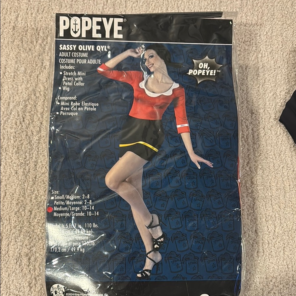 Sassy Olive Oyl Costume - Red and Black